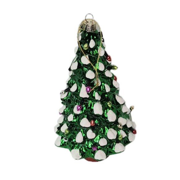 Miniature Glass Christmas Tree Ornament with String Lights By JS 6.5" EUC - Picture 2 of 9